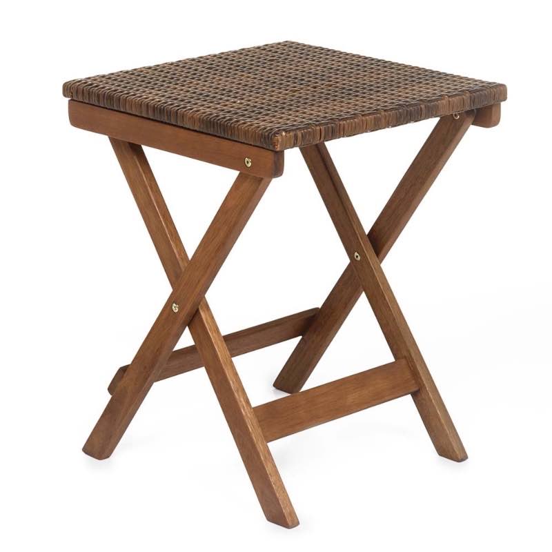 Folding Eucalyptus Outdoor Side Table - Brown